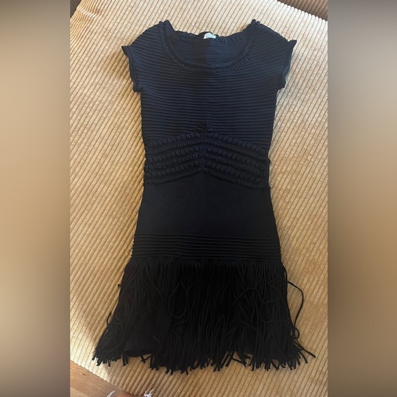 Flapper Costume Leon Max Limited Edition Fringe Knit Dress Size Medium Black - Picture 3 of 13